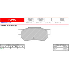 Ferodo FCP472H DS2500 Performance Brake Pads, Integra, CRX Si, Civic Si, Rear