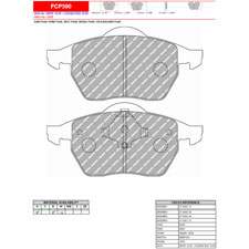 Ferodo FCP590H DS2500 Performance Brake Pads, Audi 100, A3, A4, S3, TT, Front