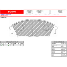 Ferodo FCP598R DS3000 Racing Brake Pads, Honda CRX Si, Prelude S, Front