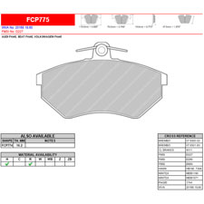 Ferodo FCP775R DS3000 Racing Brake Pads, Audi 100, VW Golf, Front