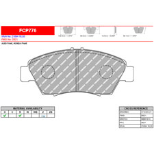 Ferodo FCP776Z DSUNO Competition Brake Pads, Acura RSX, Honda, Del Sol, Front