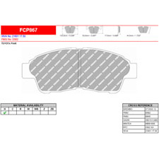 Ferodo FCP867H DS2500 Performance Brake Pads, Toyota Celica ST, Corolla, Front