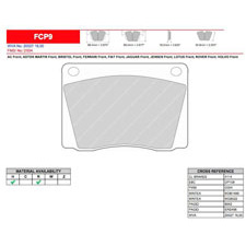 Ferodo FCP9R DS3000 Racing Brake Pads, AC Cobra, Dino, Jaguar XJ12, Front