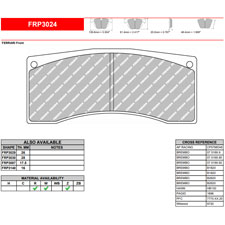 Ferodo FRP3024R DS3000 Racing Brake Pads, AP CP5788, Wilwood Integra GT