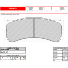 Ferodo FRP3031GB DS3.12 Thermally Bedded Racing Brake Pads, Alcon CAR9549 D52