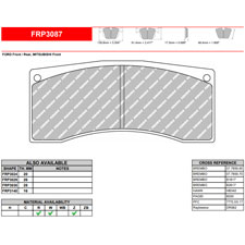 Ferodo FRP3087R DS3000 Racing Brake Pads, Brembo B18 / B26 Family - 17mm