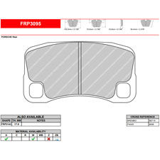 Ferodo FRP3095H DS2500 Performance Brake Pads, Porsche 911 C2, C4, GT3, Rear