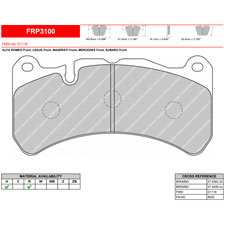 Ferodo FRP3100H DS2500 Performance Brake Pads, SLK55 AMG, Gran Turismo, Front